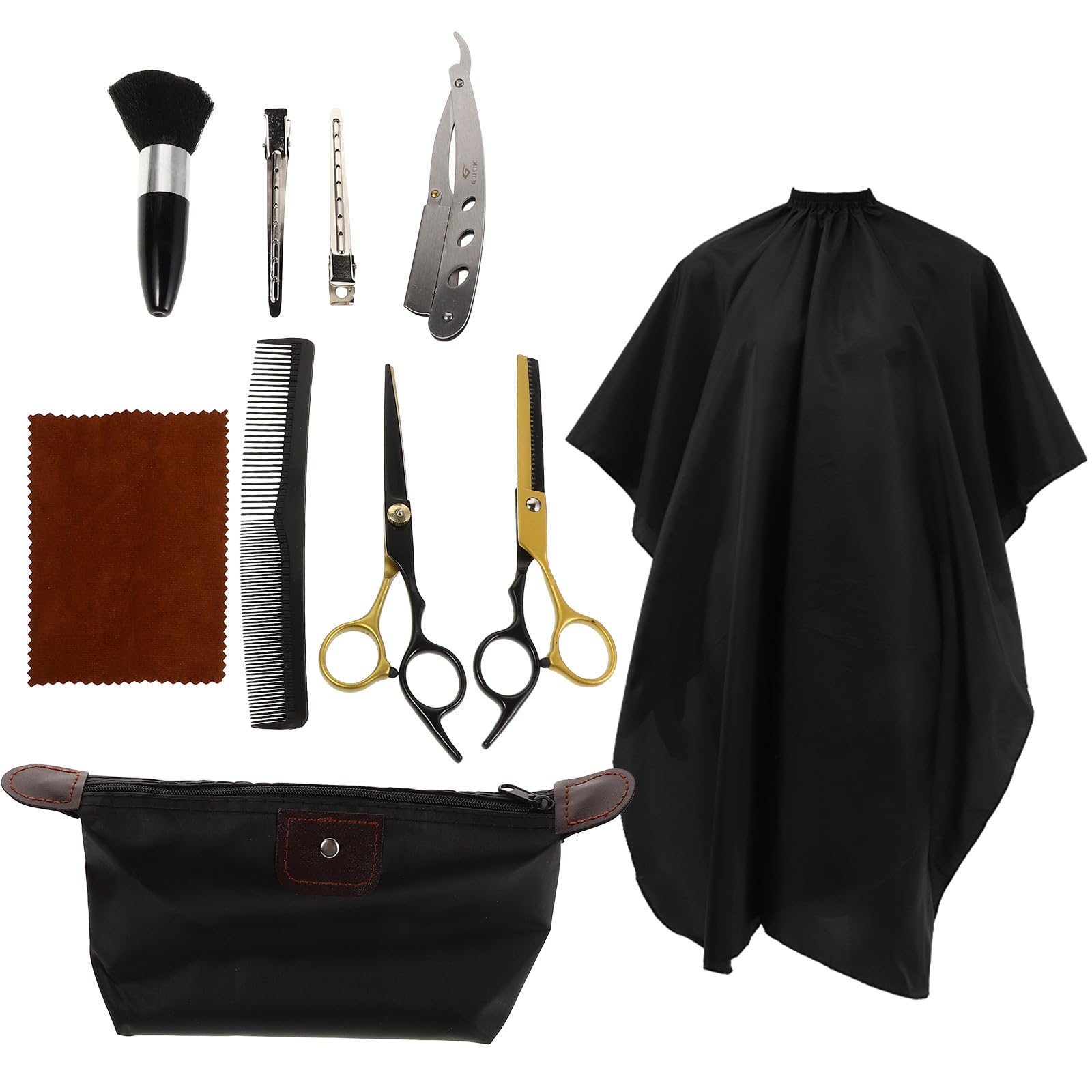 Kit de 10 ciseaux de coiffeur professionnels en métal pour coupe et effilage