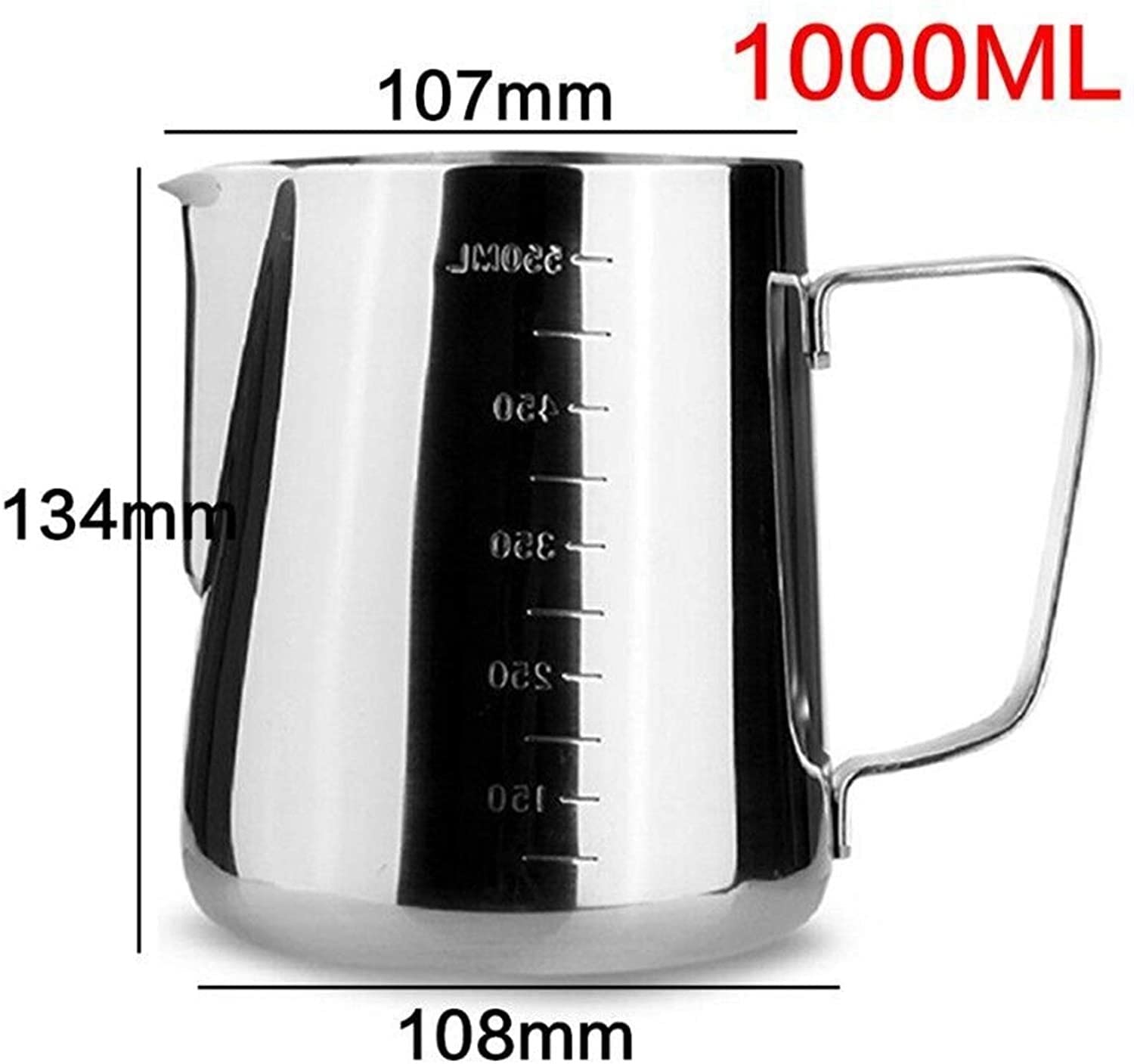 Lattiera Creamer Lanciatore Schiumoso in Acciaio Inossidabile Latte Scrupoloso Brocca caffè Espresso Barista Barista Artigianato caffè Latte Latte Frocio Brocca (Size : 1000ml)