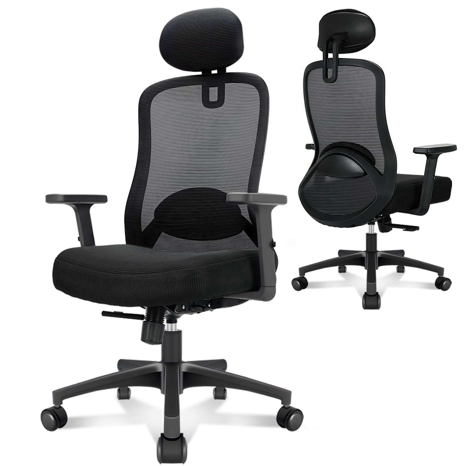 Sedia da Ufficio ergonomica Sedia da scrivania per Computer con braccioli e Supporto Lombare, Altezza Regolabile, carico Massimo 150 kg (Lake Blue