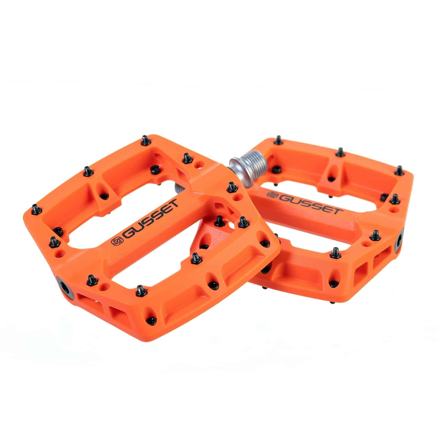 Gusset Slim Jim Nylon Composite Flat Mountain Bike Pedals (Orange, 113mm x 114mm)