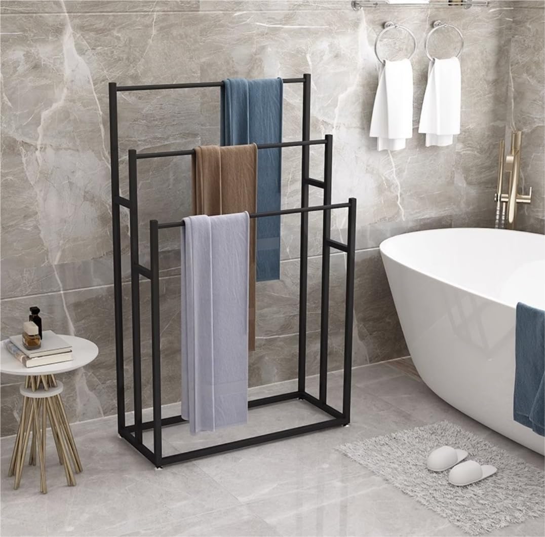 Toallero De Pie Toallero Independiente De Hierro, Soporte para Toallas Pie 3 Niveles, para Baño para Dormitorio Y Baño Organizador(Gold,75 * 30 * 110cm)