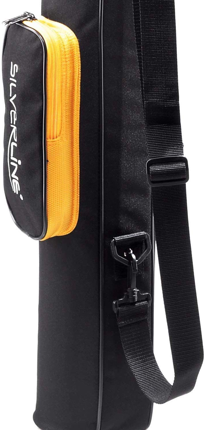 Golftasche/Pencilbag/Reisebag/Rangebag/Pistolbag/Tragebag mit integrierter Schutzhaube und Außentasche in Schwarz/Orange für ca. 6-8 Schläger (inkl. Driver und Hölzer) für Freizeitgolfer