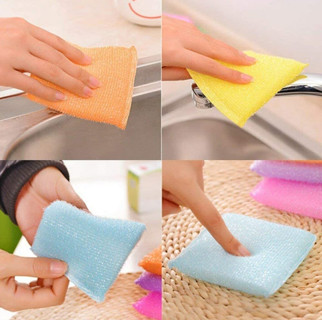GCH WORLD Non-Scratch Multi Colour Kitchen Utensil Scrubber Pad, Multi-Use & Foam Pad Sponge Scourer for Dish, Utensils All Type Washing, Heavy Duty Standard (14mm Thick) Set of (6)
