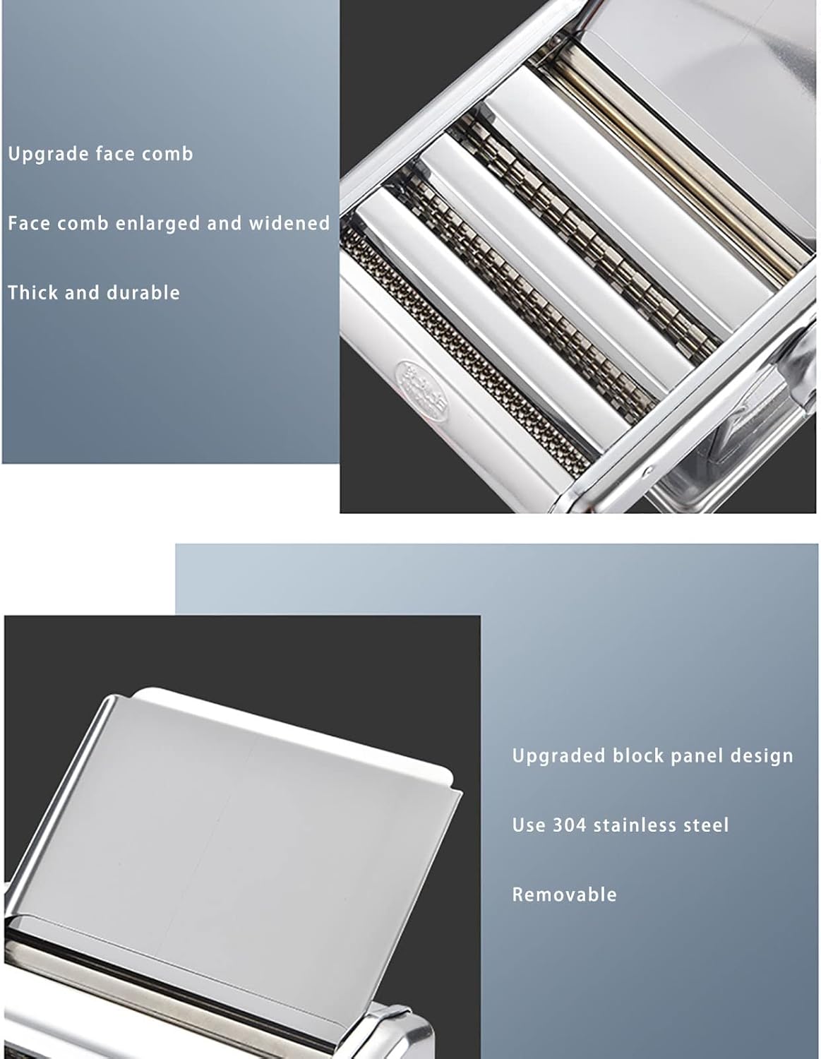 Mquina para Hacer Pasta Mquina Manual para Hacer Fideos Acero Inoxidable Extrable 6 configuraciones de Espesor Ajustables Espagueti, Masa, Pieles para albndigas