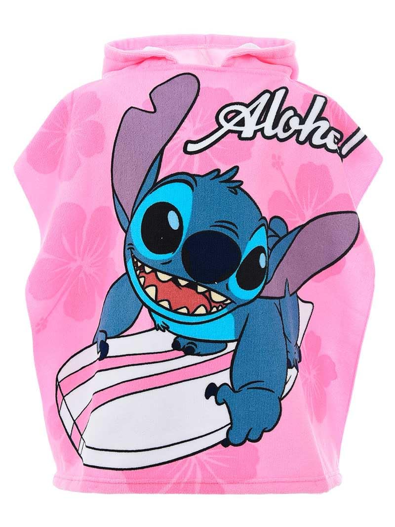 Disney Stitch Toalla con Capucha para Niños, Toalla de Playa, Toalla de Baño, Poncho Toalla para Niñas, Toalla Natación Infantil, Regalo para Niñas | Rosa