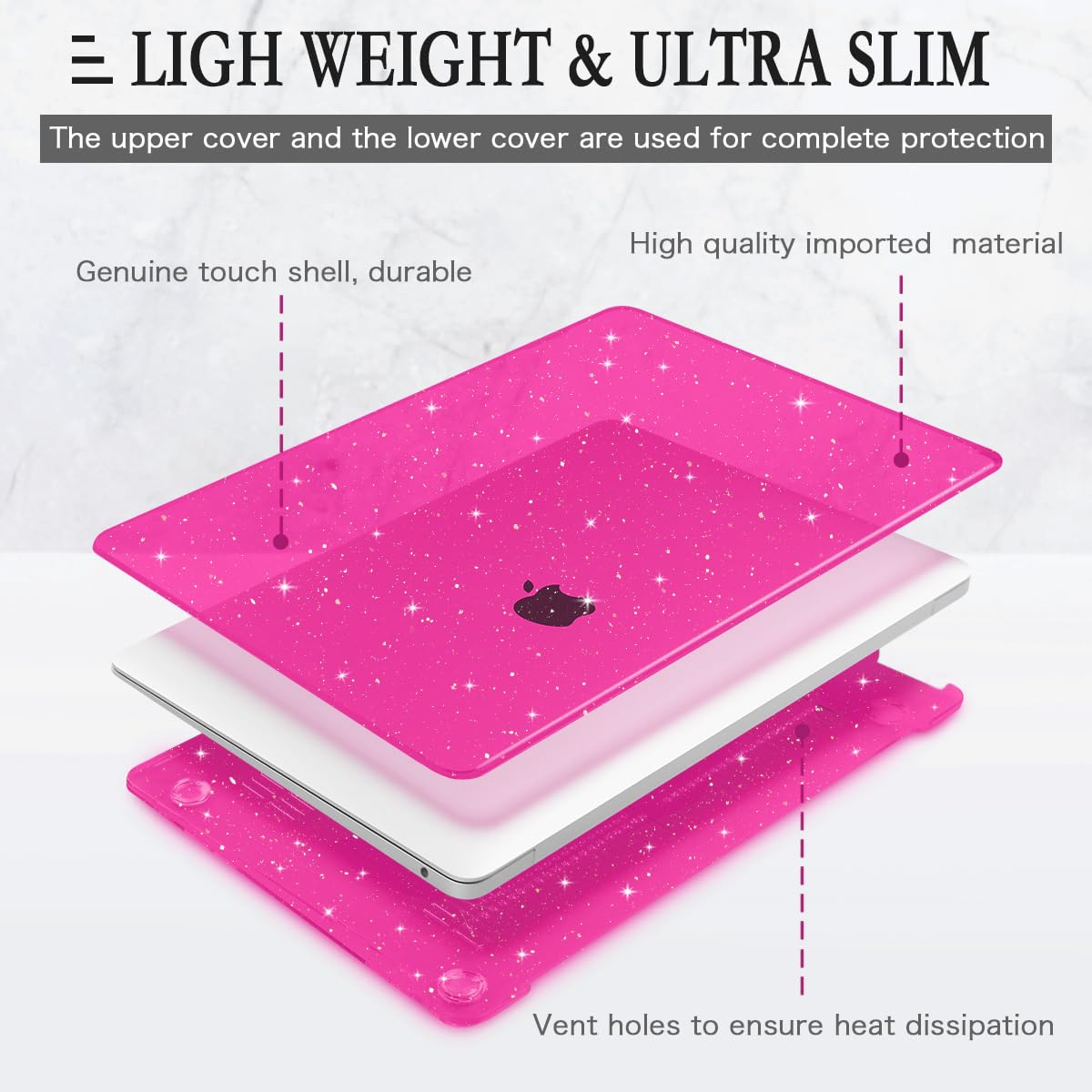 Amazon.co.jp: CISSOOK ローズレッド グリッタースターケース MacBook