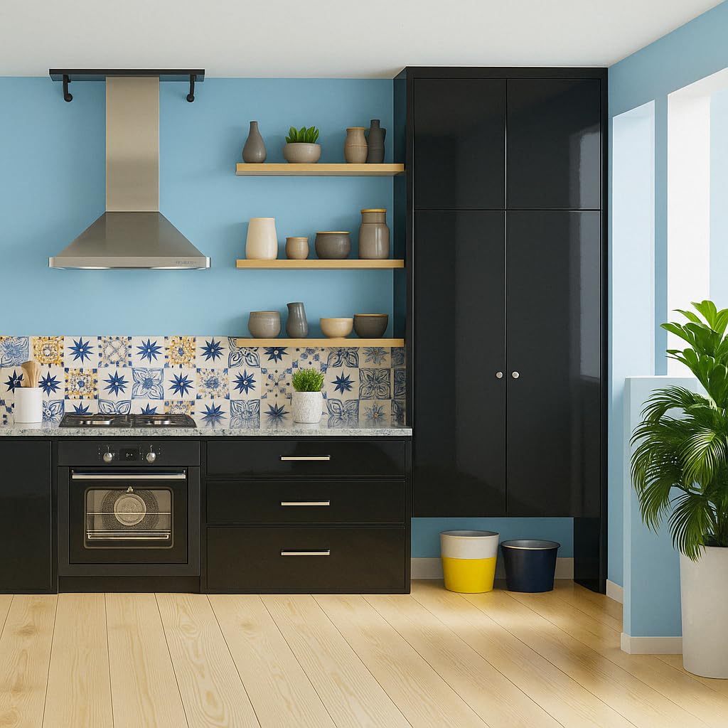 Vinyl Warehouse 5m x 67.5cm d-c-fix Gloss Black Sticky Back Vinyl Kitchen Furniture Wrap 200-8348