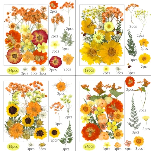 Image of 169Pcs Fall Dried Pressed Flowers for Resin, Real Natural Dry Floral Butterfly Decor for DIY Art Crafts, for Epoxy Resin Jewelry Molds Candle Jewelry Crafts