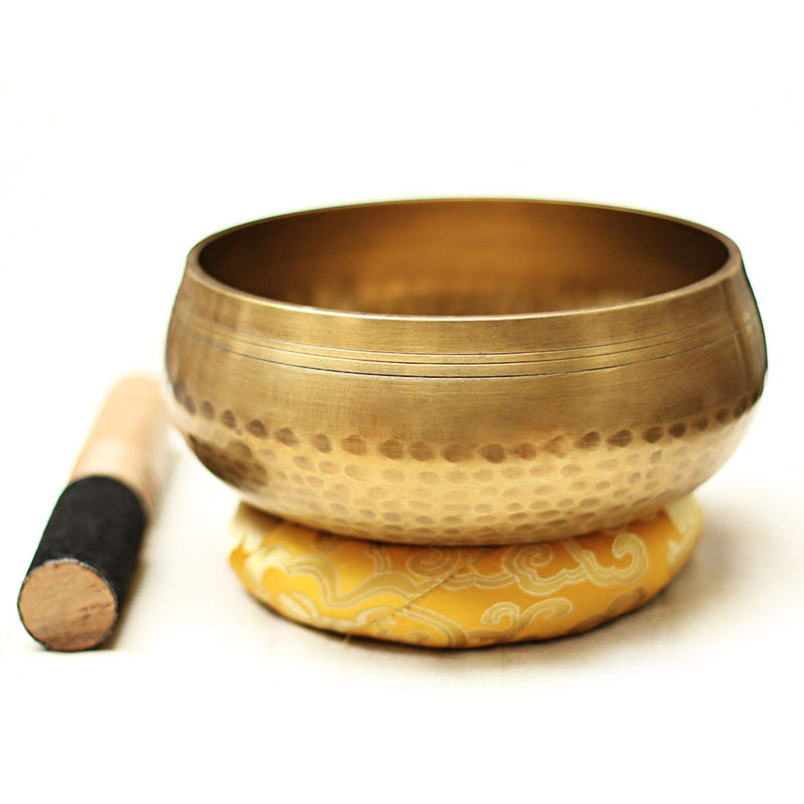 Campana Tibetana, con Artigianale Cuscino And Legno, Percussione a Mano, per Meditazione, Concentrazione Chakra, Sollievo dallo Stress e Yoga Musicoterapia, Dono Squisito,20cm