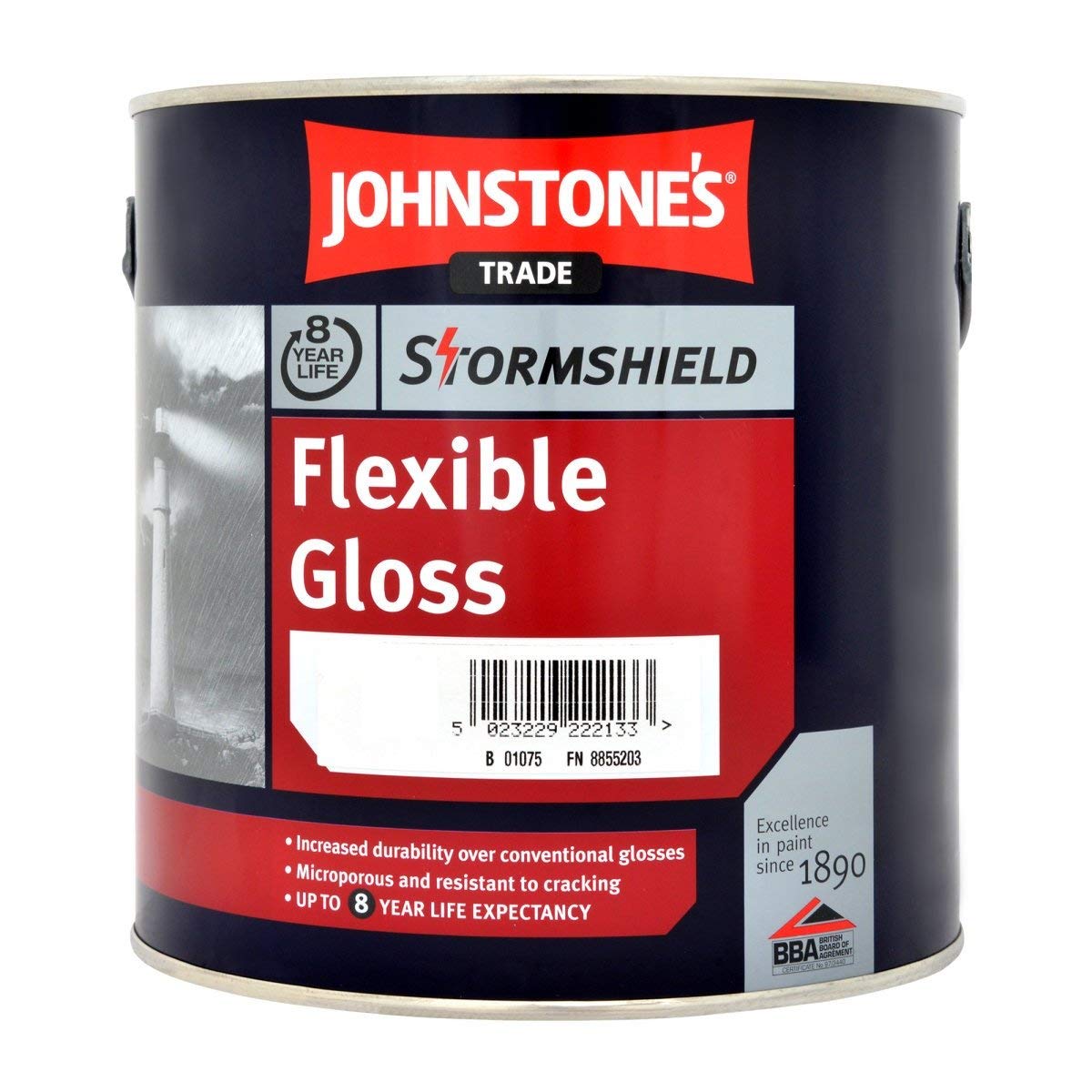 Johnstone'S Trade 2.5 Litre Stormshield Flexible Gloss Brilliant White