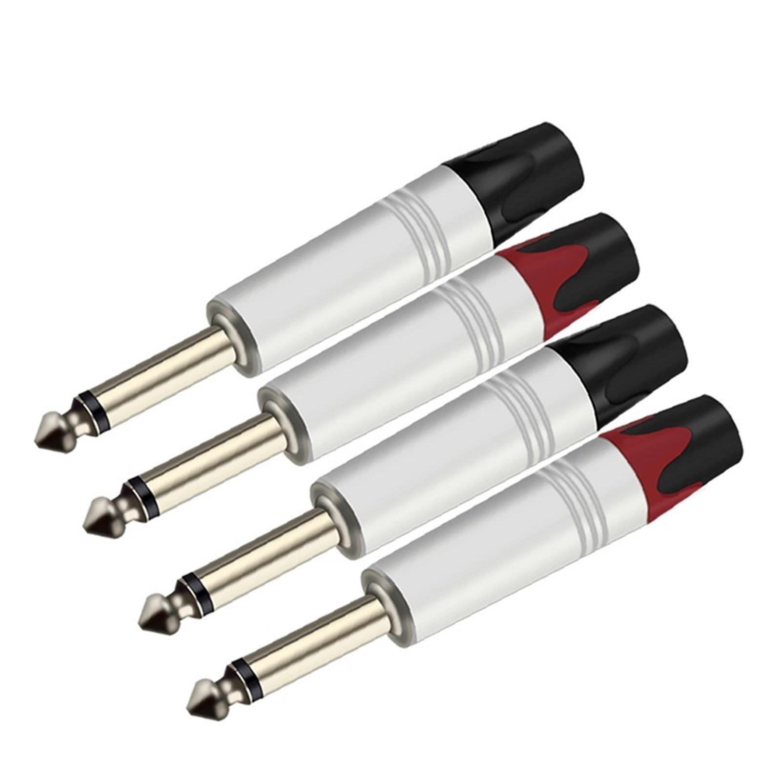 10 pezzi mono 6,35 mm jack 1/4" 6,3 mm maschio connettore cavo saldatore tubo alluminio presa microfono audio (rosso)
