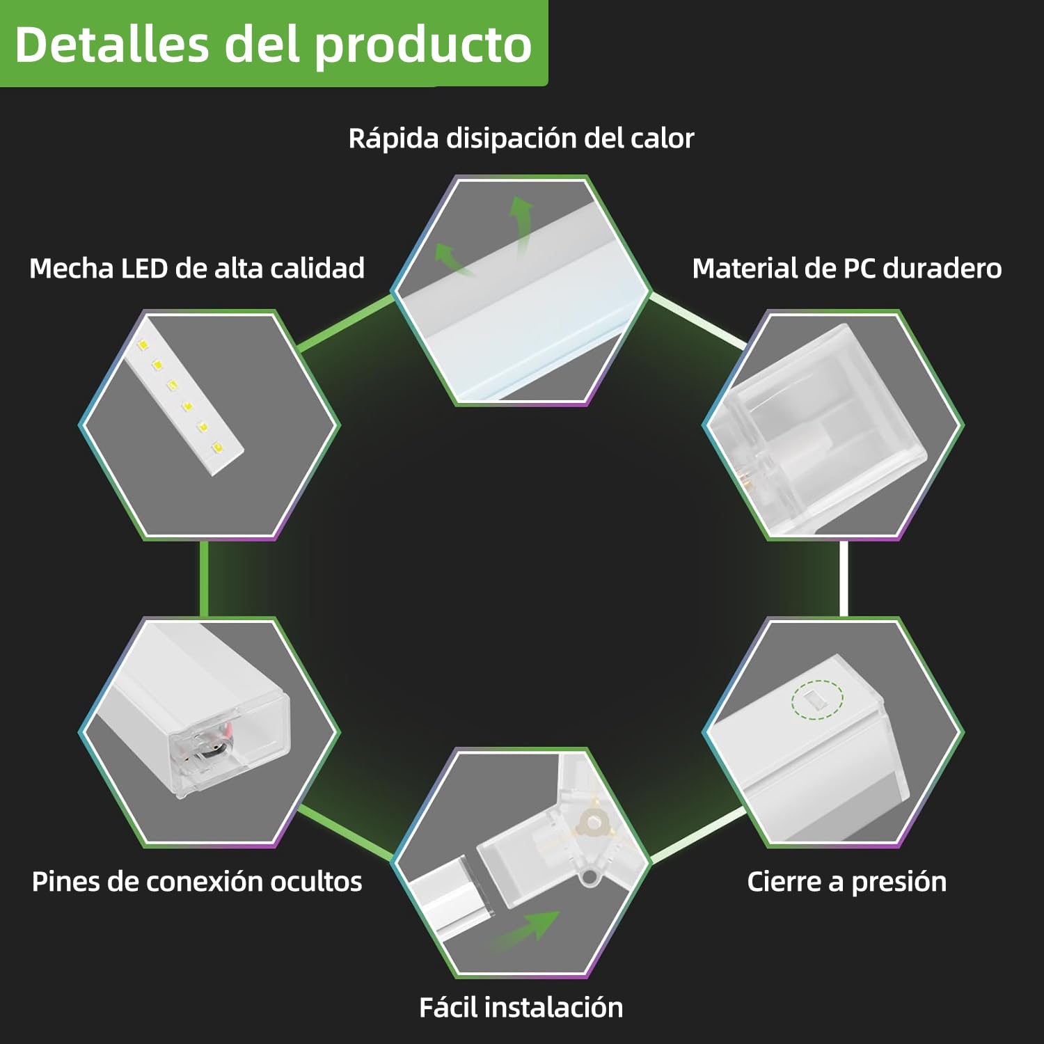 hexágonos lampara led,luz nido de abeja led para techo,Luces de garaje hexagonales,De 1 a 8 orificios son opcionales, adecuados para garajes, iluminación de lavado de autos y centros comerciales