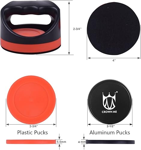 Miniatura 9 de Air Hockey Pushers and Air Hockey Pucks, 2PCS Striker with 2PCS Plastic Pucks and 2PCS Logoed Aluminum Pucks