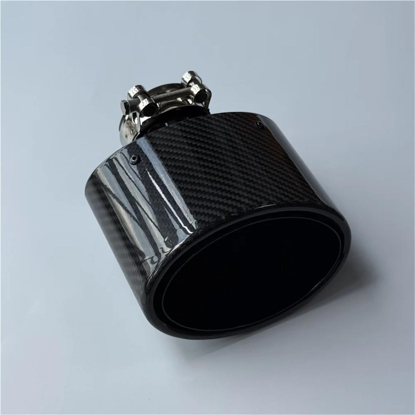Tubo Scarico Auto 1 pezzo 105/115/130/150 Mm Uscita Auto Ugello Ovale In Fibra Di Carbonio Lucido Universale Nero Acciaio Inox Tubo Di Scarico Marmitta Parte Modificata(ID 51MM-OD 130MM)