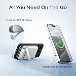 EF ECOFLOW Rapid Power Bank Wireless, 5000mAh Qi2 Certified Ultra-Fast Magnetic Portable Charger with Stand & Built-in USB-C Cables, Battery Pack Compatible with iPhone 16/15, Samsung, iPad, AirPods