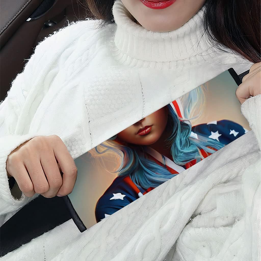 Patriot Car Seat Belt Pads - American Girl Seat Belt Covers - Art Seat Belt Covers