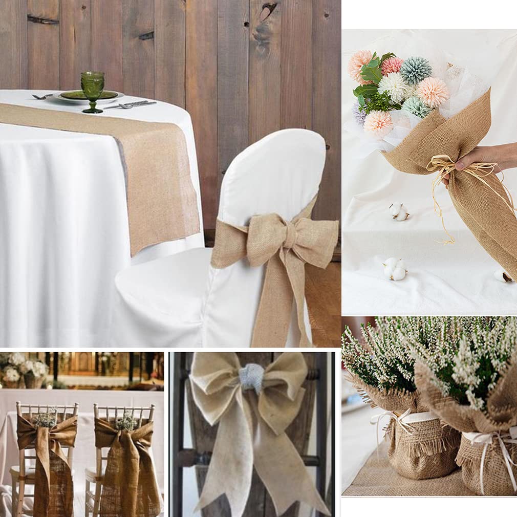 Juteband Tischläufer Natur Dekoration für Hochzeit 100/160cm breit Natürliche Sackleinenrolle zum Basteln und Dekorieren Sackleinen Sack-Leinen zum Nähen Dekorieren im Haus (L: 4m/157in,W: 160cm/63in)