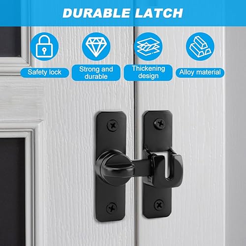 Miniatura 3 de Cerradura de puerta de granero, 2 pestillos de puerta corredera abatible de 90180 grados, cerradura de seguridad para puerta corredera, pequeños