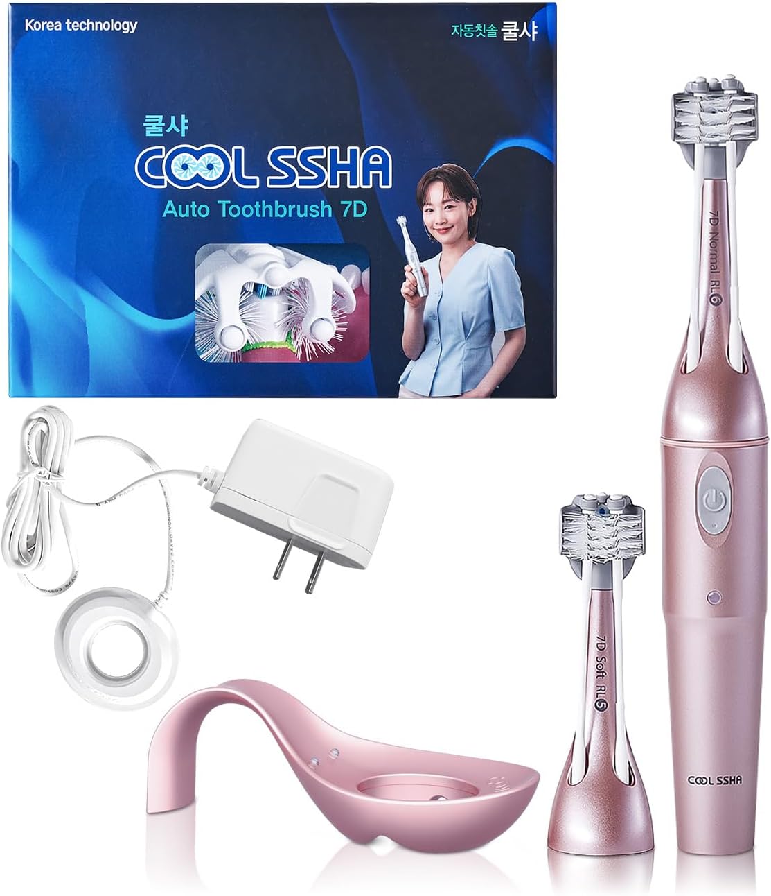 Premium Korean Toothbrush Rose Gold 3 Pack - Dual Head Soft Bristle for Sensitive Gum Care Oral Hygiene