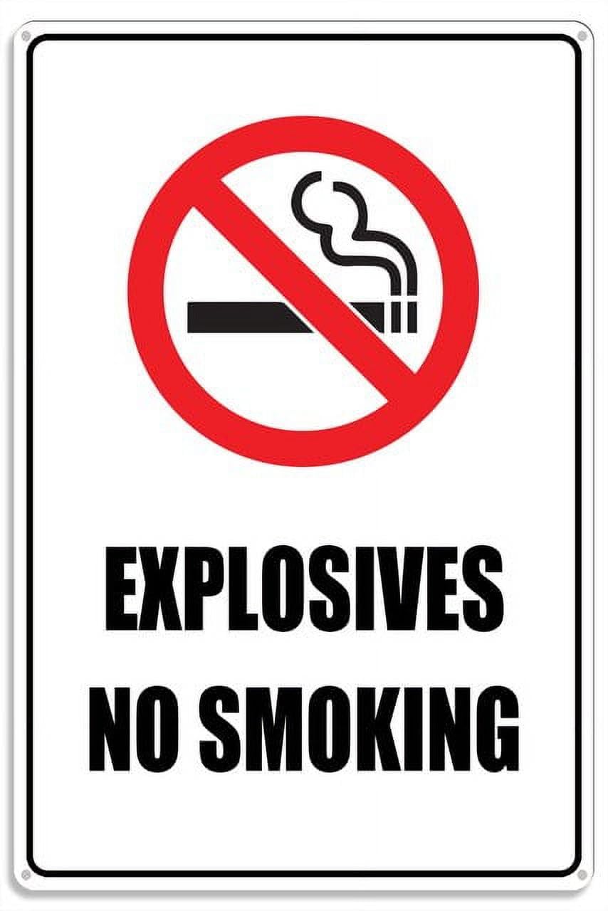 peiyeety No Smoking Explosives Metal Sign with Symbol Aluminum Uv Printed 4 Pre-Drilled Holes 12x16 Inches