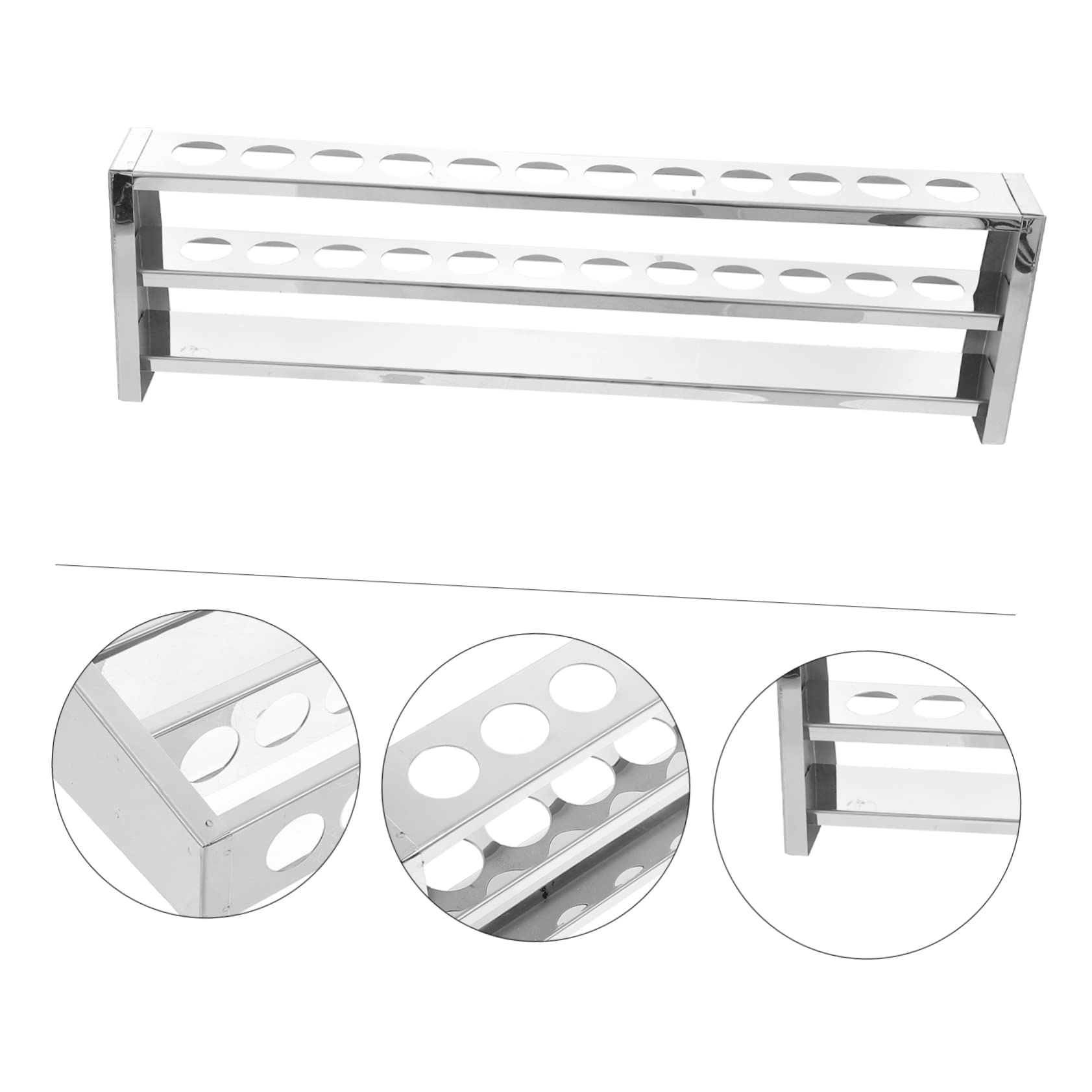 Gradilla para Tubos de Ensayo de 12 Orificios, Soporte de Acero Inoxidable, Fuerte y Fácil de Guardar para Laboratorios y Colegios