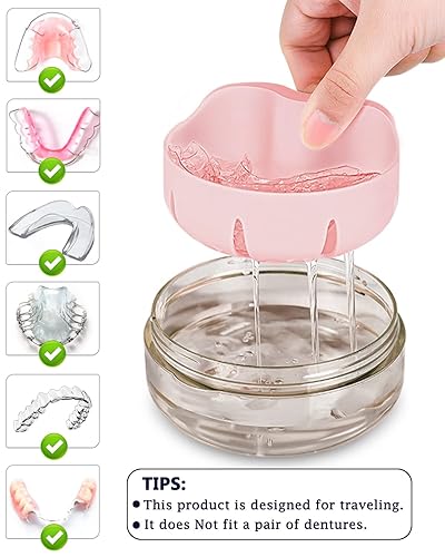 Miniatura 4 de Estuche para dentadura, definitivamente sin fugas, caja de baño para dentaduras postizas para viajar perfectamente, taza de dentadura con colador y