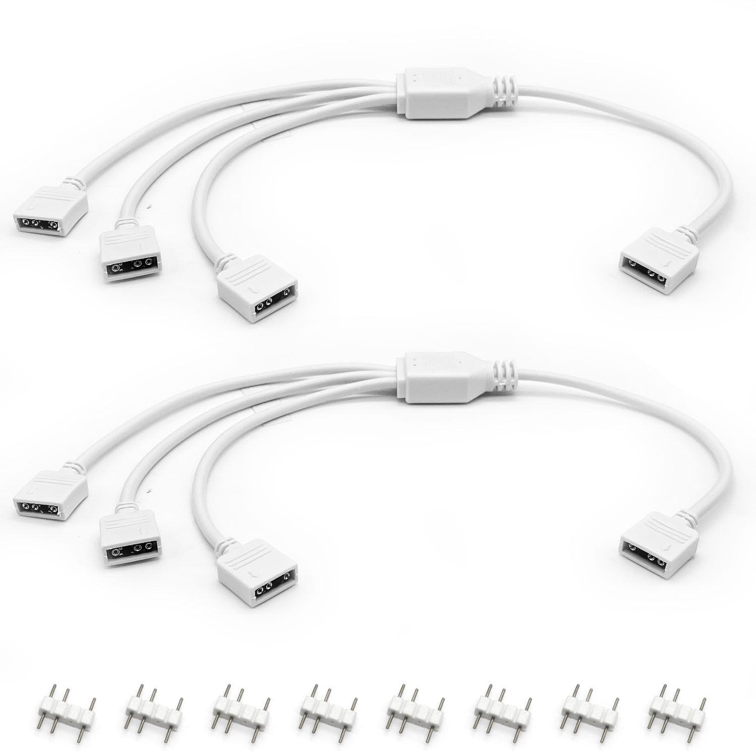 2PCS White ARGB Spliter Cables, 5V 3-Pin Addressable RGB 1-to-3 Y Spliter Cables, for Computer Chassis, 1 to 3 ARGB Cables, 1-to-3 ARGB Extension Cables, 11.8 Inches