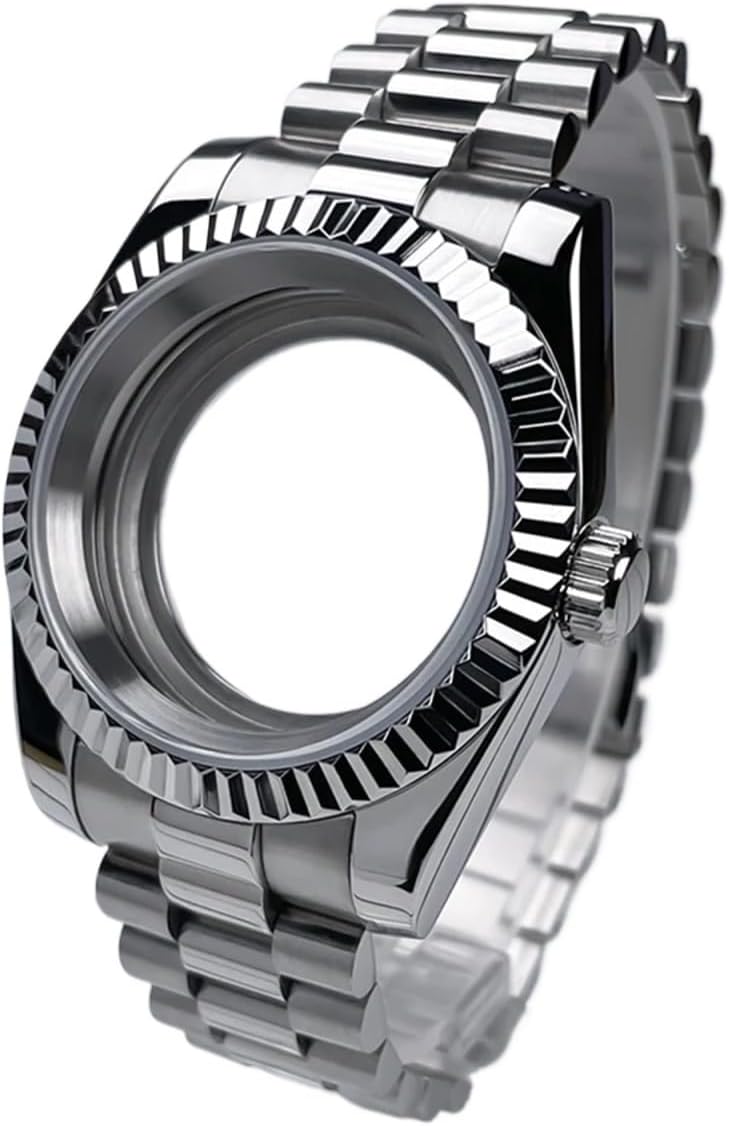 39mm Stainless Steel Watch Case with Bezel and Sapphire Glass for NH35/NH36 Movement