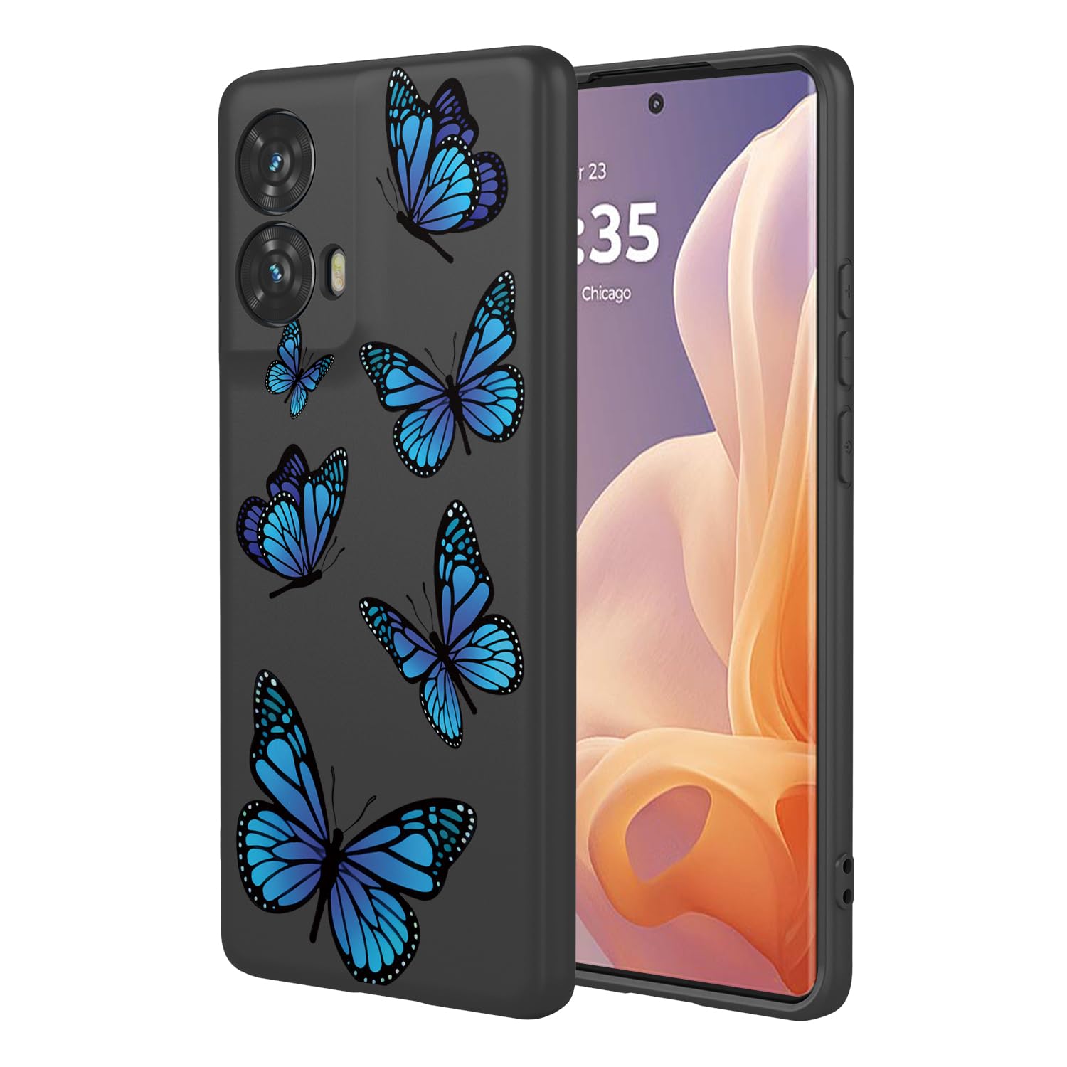 HTXWXJC Phone Case for Moto Edge 50 Fusion Case, Motorola Edge 50 Fusion Case Shockproof Flexible Bumper TPU Soft Case Butterfly Pattern Phone Cover for Motorola Edge 50 Fusion Black Butterfly