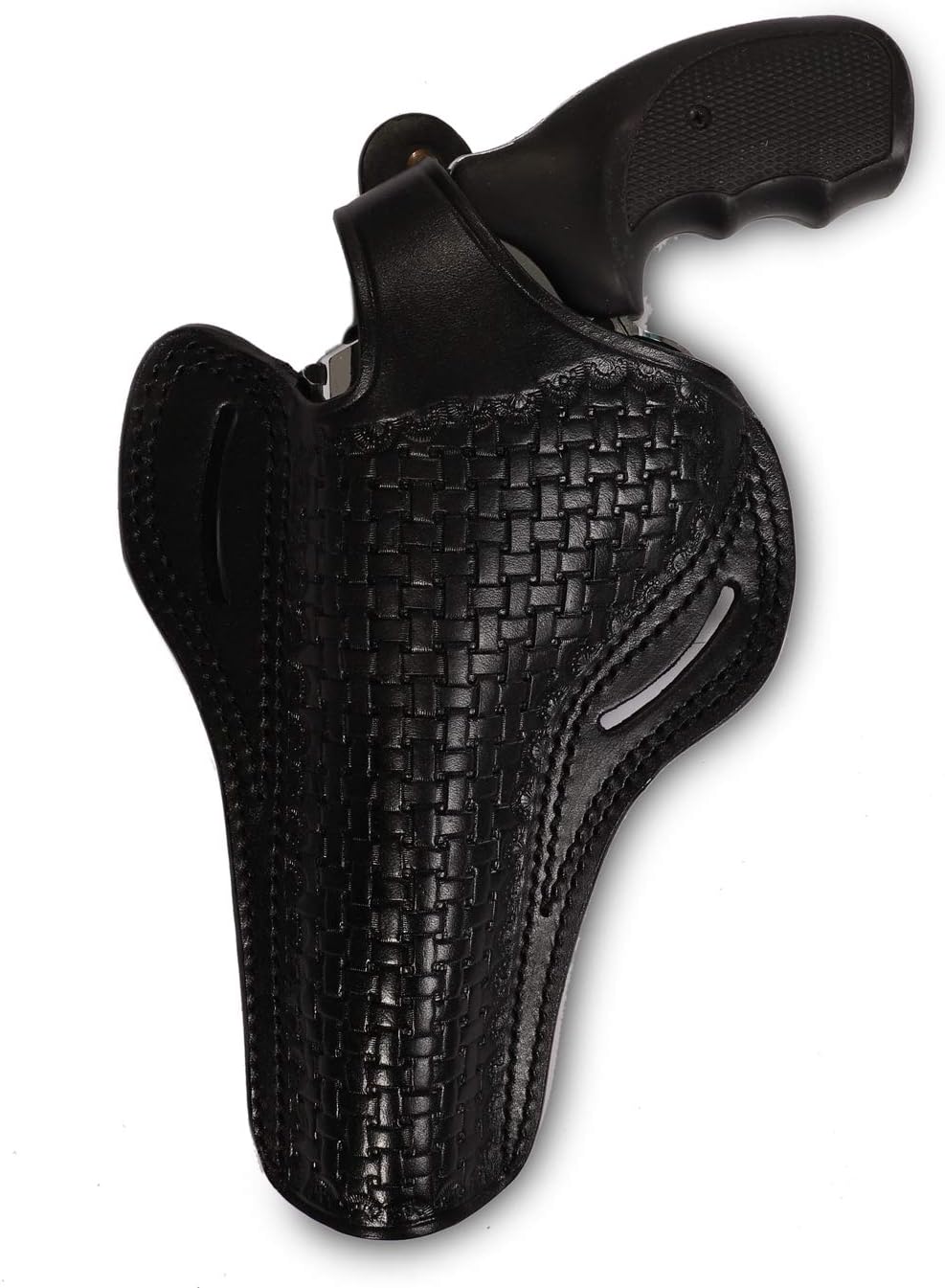 Basket Weave Leather OWB Holster For Charter Arms Mag Pug