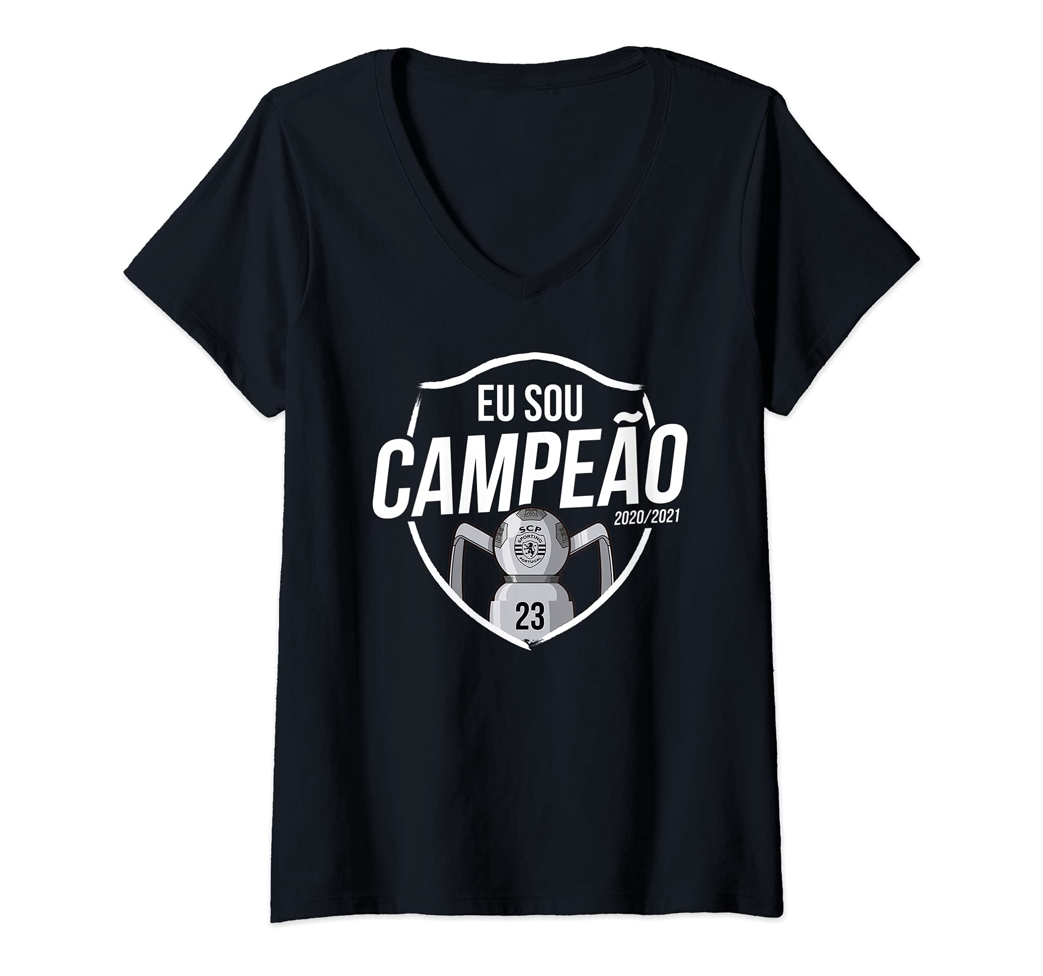 Womens SCP Champion 2020/2021 V-Neck T-Shirt, Black