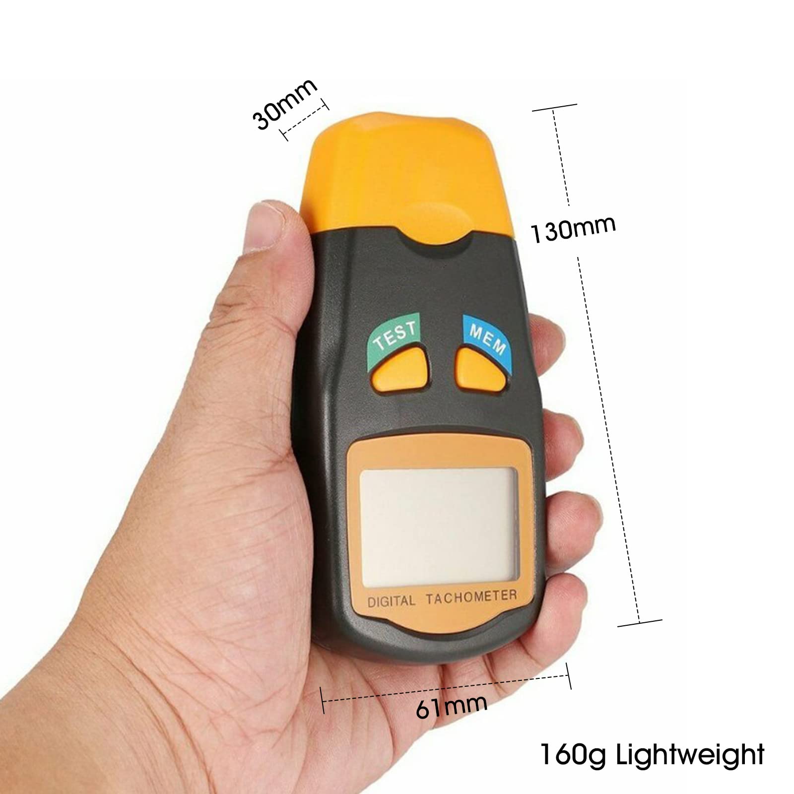 Kethvoz Tachymètre Numérique RPM Meter, Industrial Laser Photo Tach Meter avec ruban à Mesurer Réfléchissant Vitesse de Rotation 2,5-99999 RPM pour Moteur Voiture Bateau Scooter Tronçonneuse