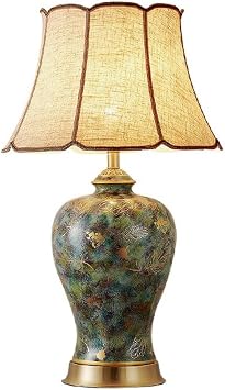Lamp for Desk Large Ceramic Table Lamp Retro Living Room Tea Table Lamp Chinese Style Villa Decorative Table Lamp Desk Lamps for Home OfficePush Button Switch