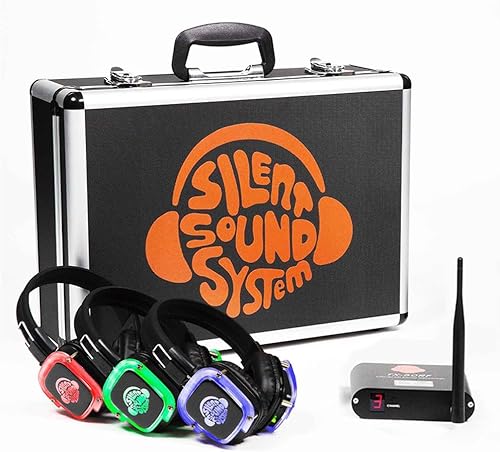 Silent Sound System Paquete de inicio para fiestas en casa, eventos de jardín, películas familiares en casa en el patio trasero (9 auriculares LED