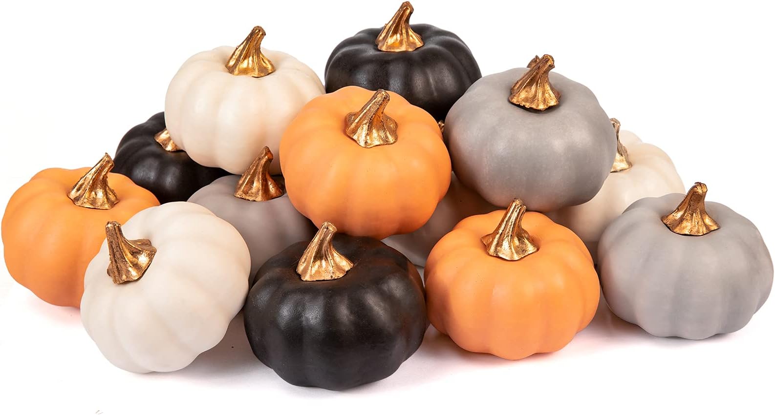 Waline 12pcs Artificial Autumn Pumpkins - 4 Colors Lifelike Fake Foam Pumpkins for Autumn Halloween Thanksgiving Party Home Fireplace Kitchen Wedding Decoration