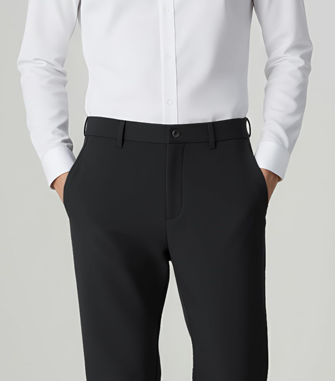 Mens Stretch Casual Pants Golf Slim Straight Pants Stretch-Waist Dress Pants Business Casual with Hidden Pockets - Image 3