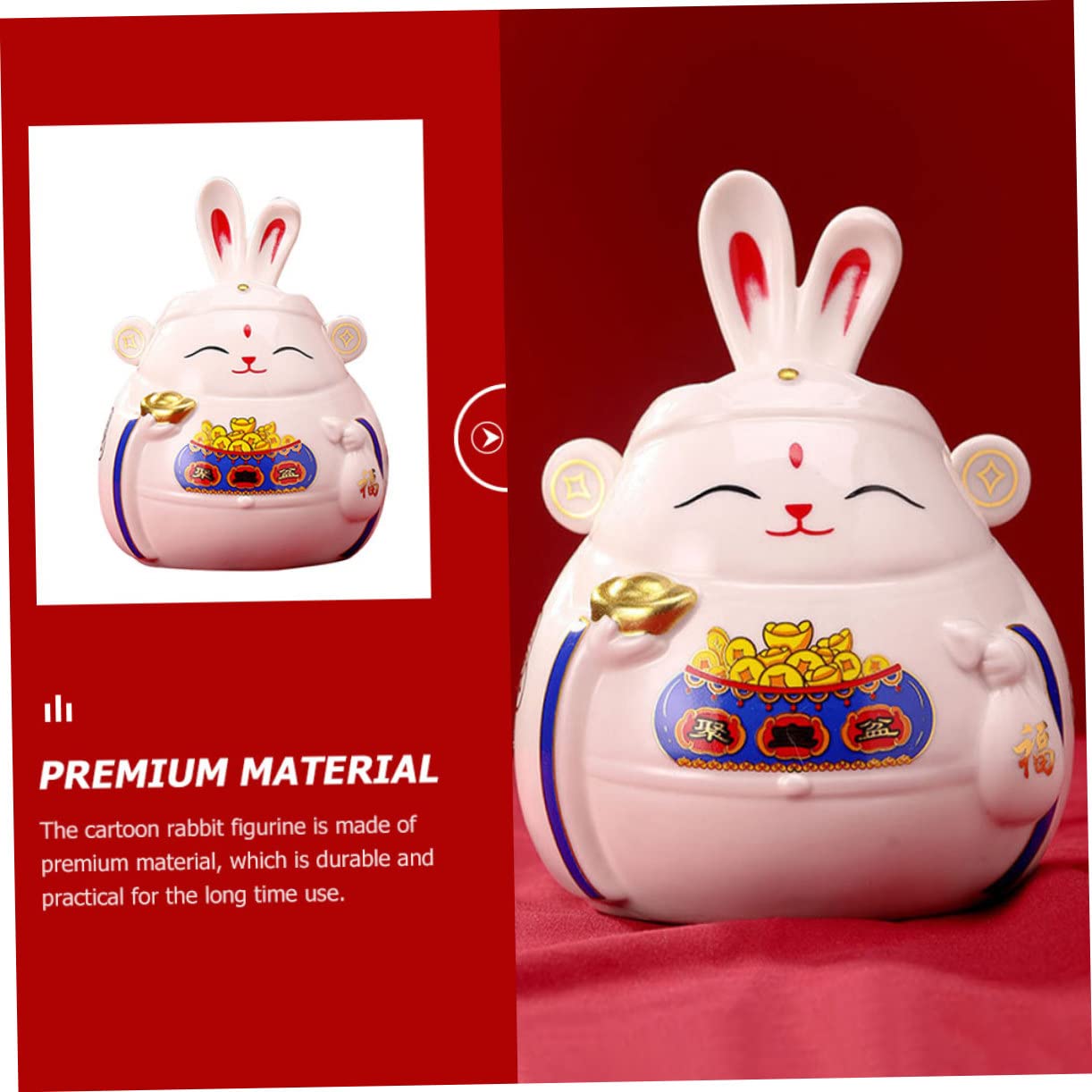BESTonZON Céramique Forme De Lapin Économiseur De Monnaie Décoratif Porcelaine pour Maison Bureaux pour Et Famille