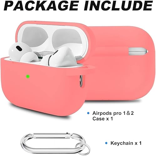 Vista 123 de Funda compatible con AirPods de tercera generación, accesorios de protección de silicona con llavero y kit de limpiador para mujeres y hombres, LED