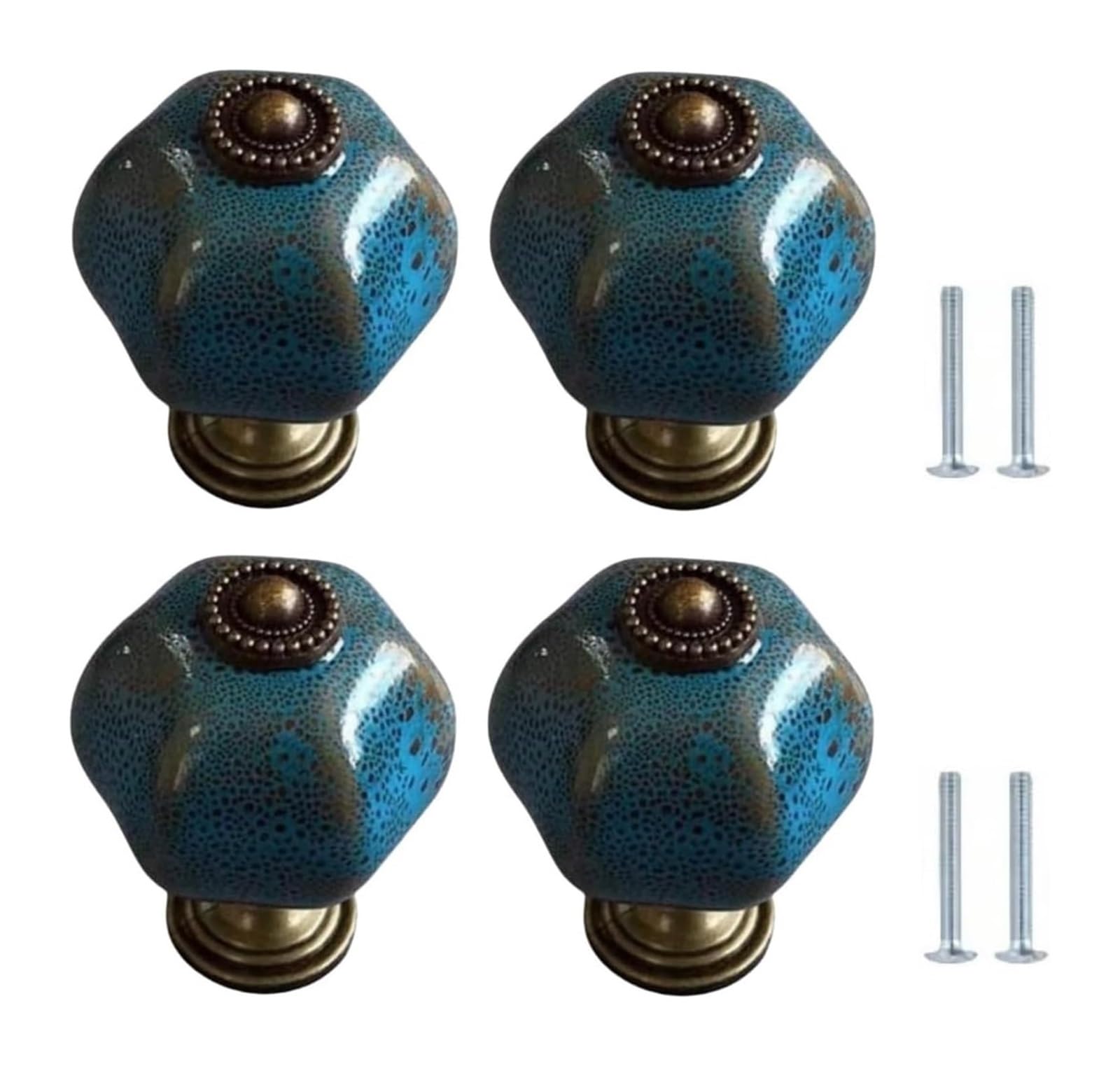 ENmrfvkz Ceramic Cupboard Drawer Handle Knobs, Ceramic Cupboard Drawer and Cabinet Door Knobs 36x45mm Multicolor 4 Pcs(Blu)