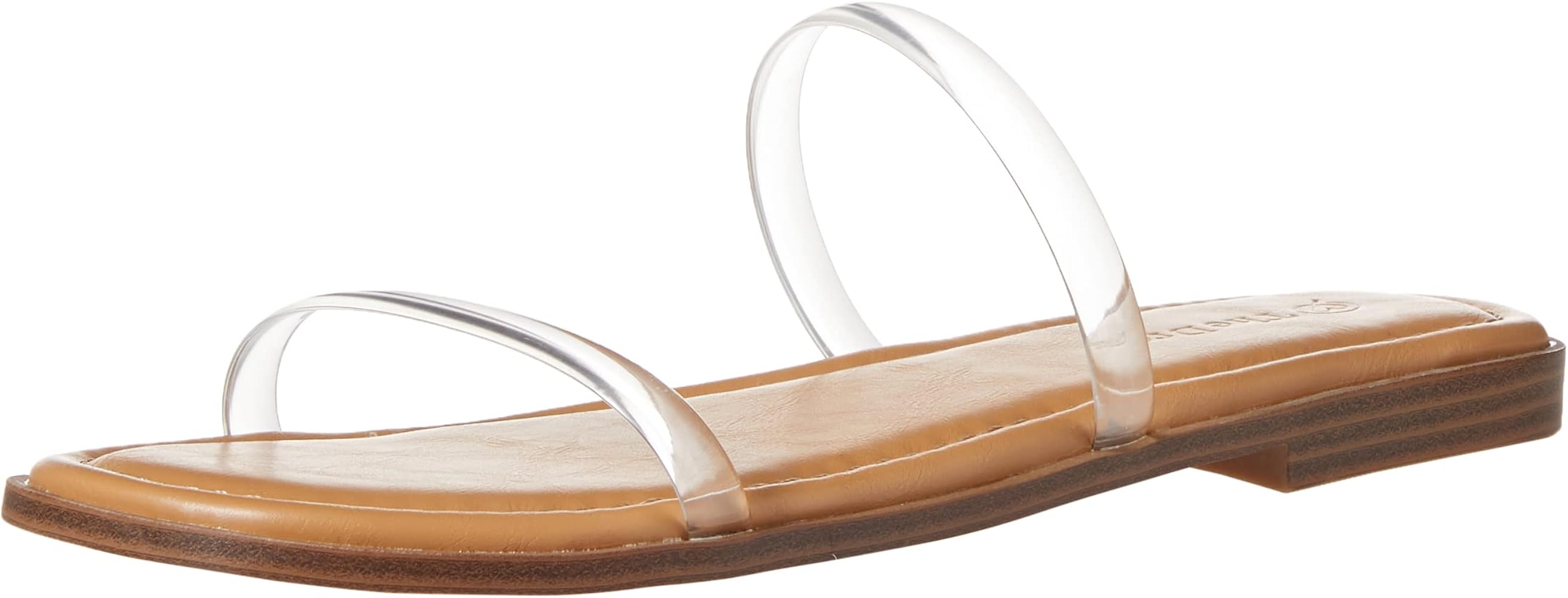 The Drop Women's Paris Square Toe Two Strap Flat Sandal