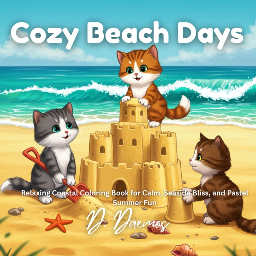 Cozy Beach Days: Relaxing Coastal Coloring Book for Calm, Seaside Bliss, and Pastel Summer Fun