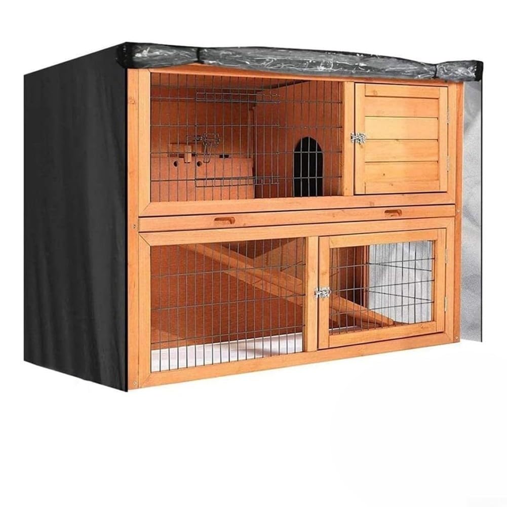 4FT For Double Decker Rabbit Hutch Cover with Air Vents & Transparent Front, 420D Oxford Waterproof Dust Protector for Outdoor 2-Tier Bunny Cage, Windproof Shelter