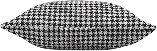 Miniatura 2 de Yeiotsy 2 fundas de cojín geométricas de pata de gallo para sofá, cama y silla, hechas de algodón y lino (18 x 18 pulgadas, negro)