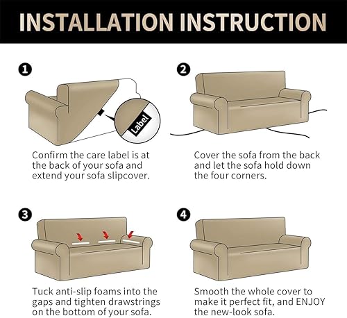Miniatura 6 de Funda elástica para sofá de 1234 plazas, fundas para sofá modular en forma de L, protector de muebles con fundas de almohada gratis (borgoña, sofá
