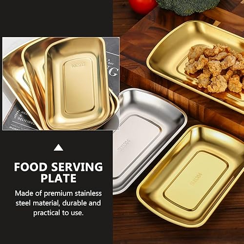 Miniatura 2 de 1 unid 304 de acero inoxidable para hornear, plato de refrigerio, recipiente de alimentos, plato de aperitivos, plato de postre, bandeja de té de la