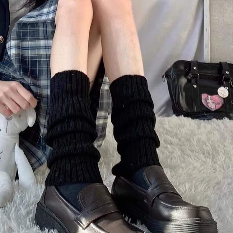1pair Retro Y2k Pile Socks Women's Spring and Autumn Solid Color Leg Cover Over Knee JK Legs Protector Long Socks4