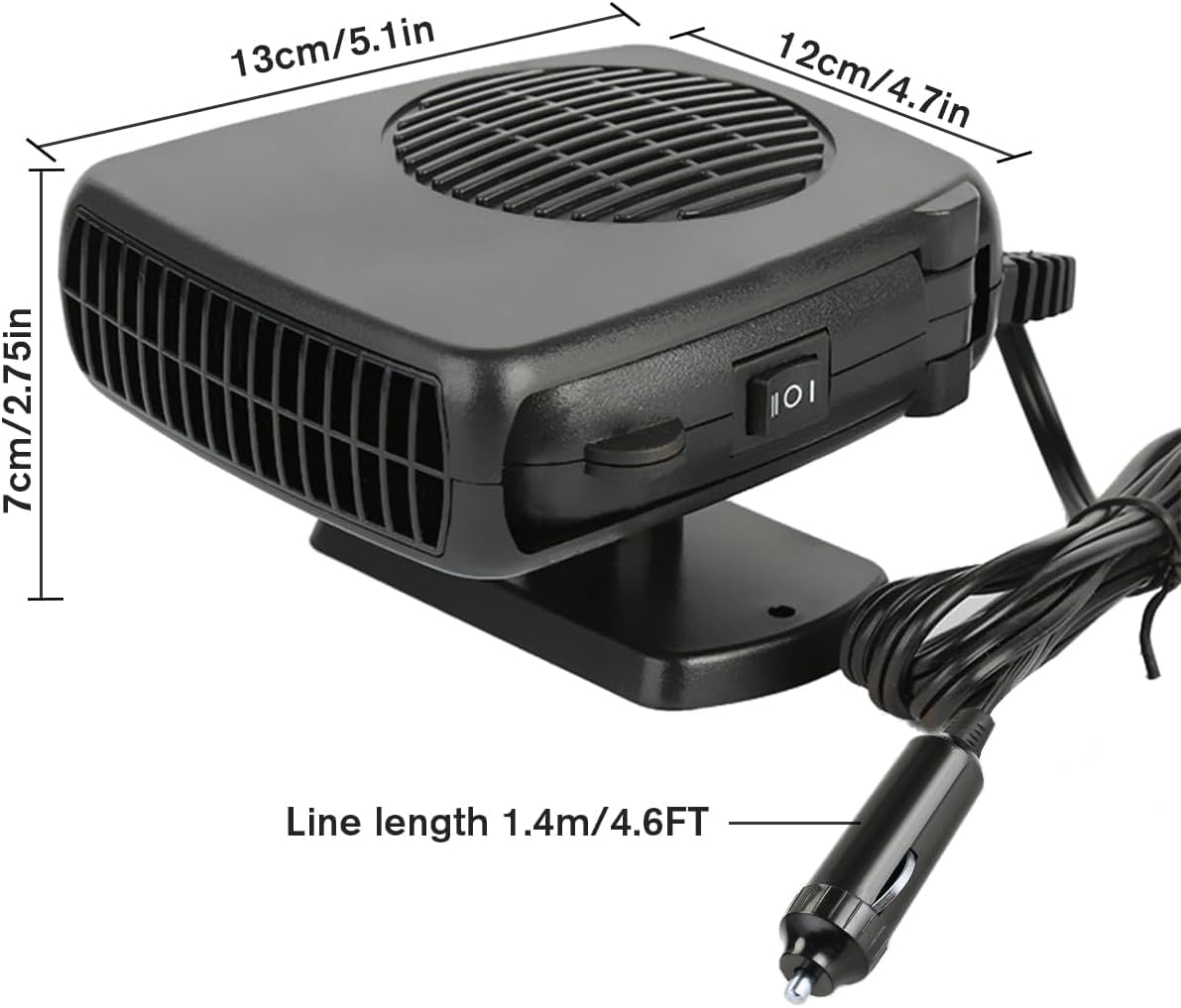 Leaflai Chauffage de Voiture 12 V Anti-buée 2 en 1 - Mini dégivreur de Voiture avec poignée Ergonomique - Désembueur de Pare-Brise - Prise Allume-Cigare