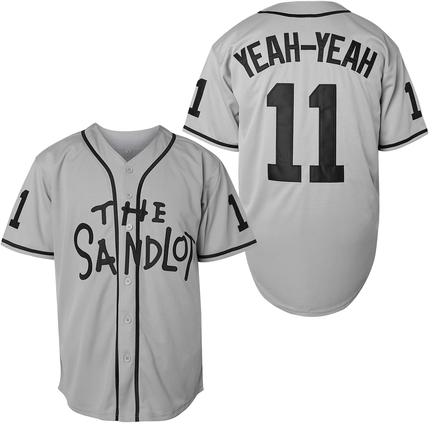 The Sandlot Benny 'The Jet' Rodriguez Michael Squints Alan Yeah-Yeah Bel Air 3D Print Fashion Movie Baseball Jerseys (11 Yeah-Yeah Grey, X-Large)