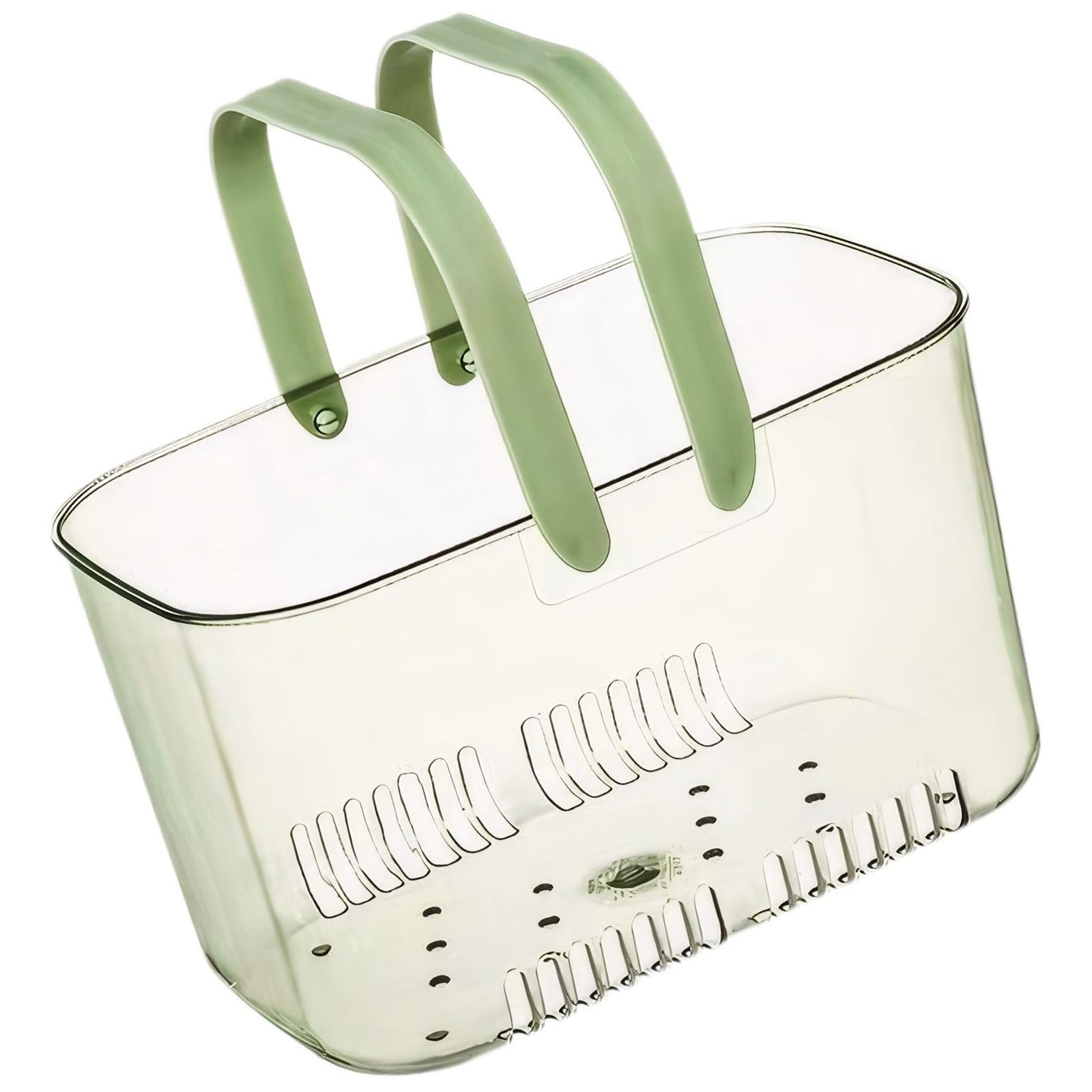 Ubrukvs Bathroom Basket with Handles for Bath Essentials and Kitchen Storage pp Basket with Drainage Holes Clear Design