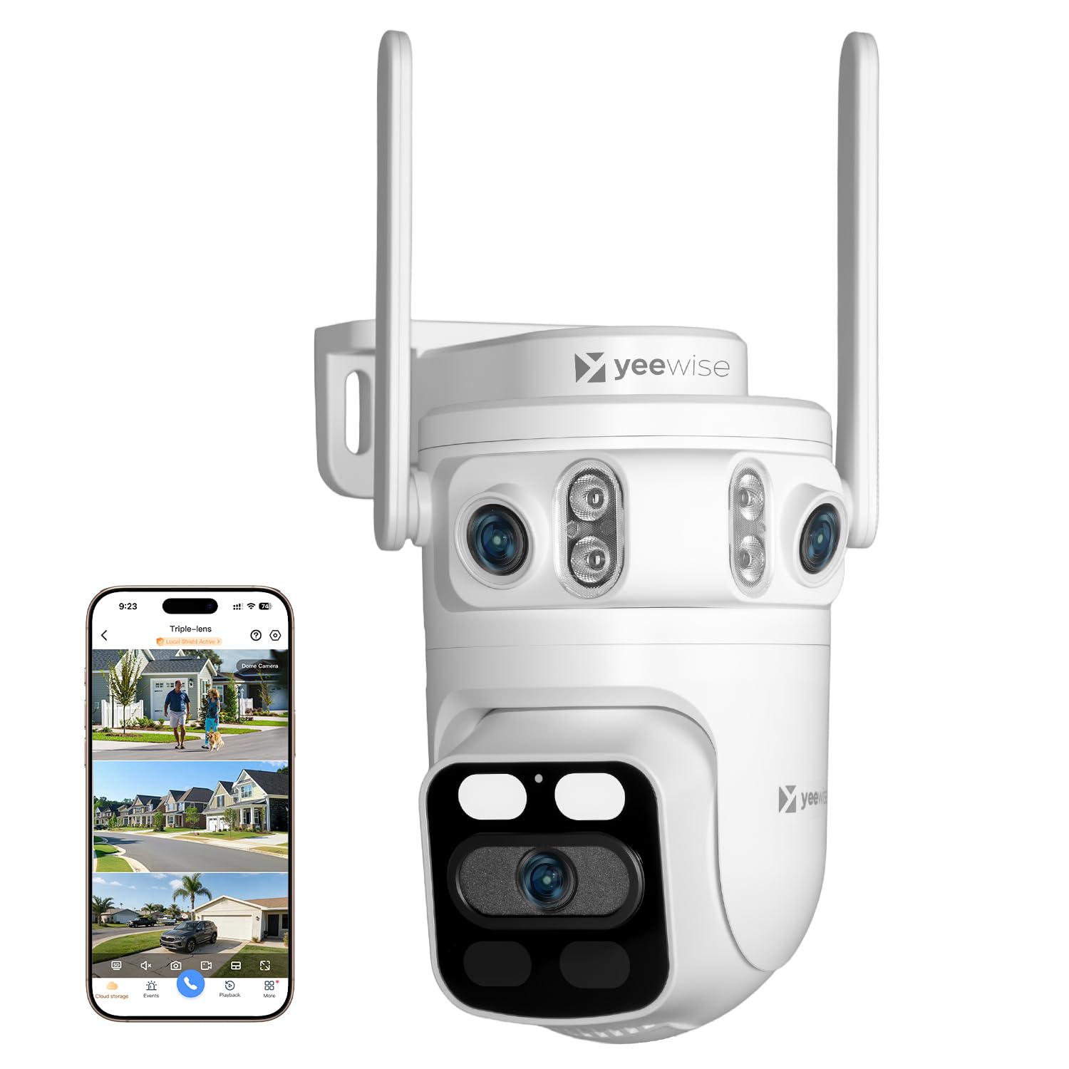 Yeewise Triple Lens WiFi Security Camera with AI Tracking, WiFi 6 Outdoor PTZ Camera, 360° View Home Security, 5/2.4Ghz Dual Band, Easy Bluetooth Setup, Plug-in Power-image-18